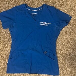HCA Houston Healthcare Blue Scrub Top